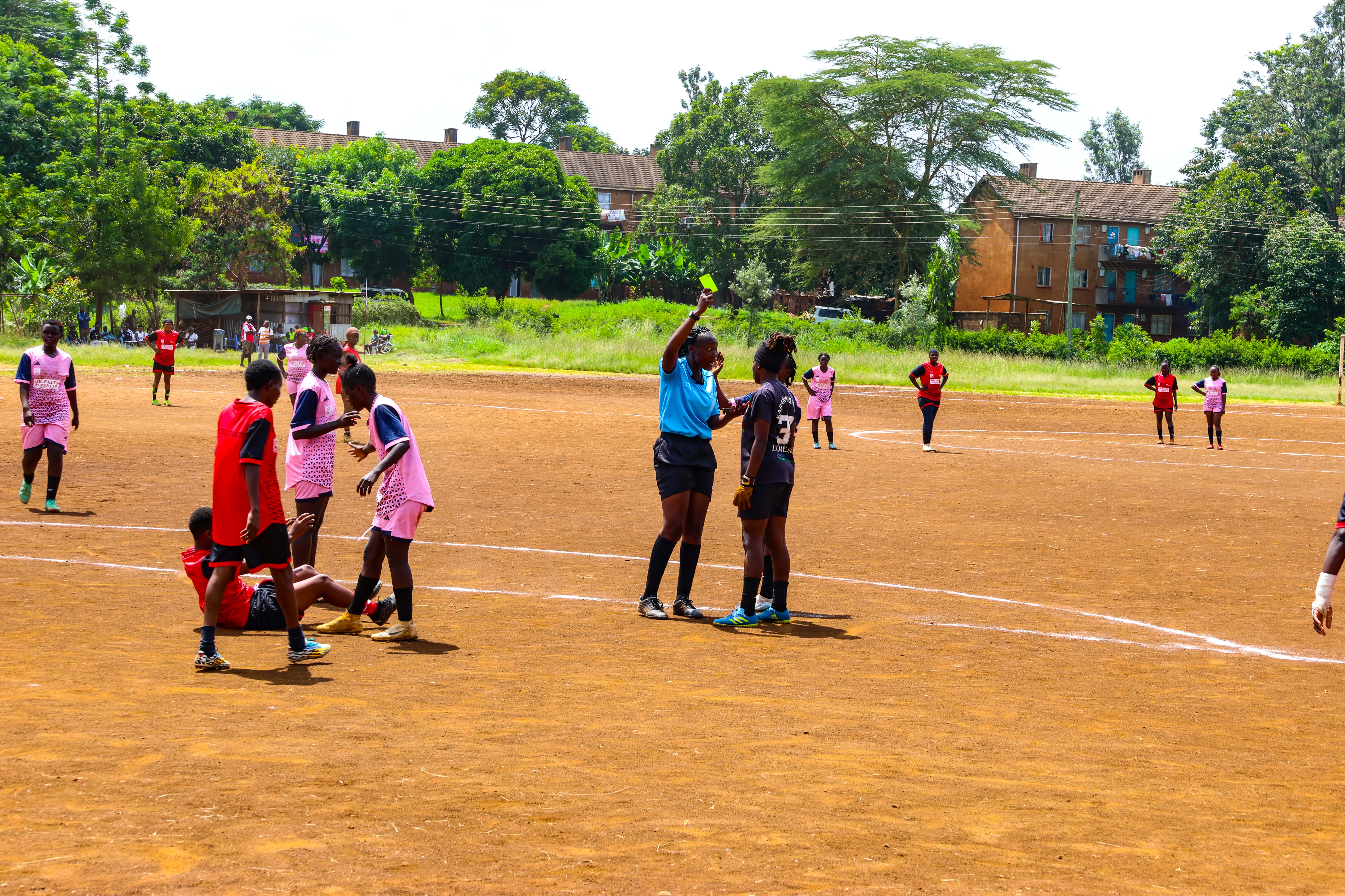 Players and referee during the RU Football Tournament
